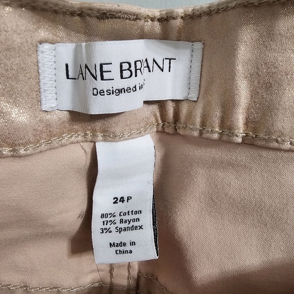 NWOT Lane Bryant Metallic Pink Rose Gold Mid Rise Super Stretch Skinny Petite - Picture 4 of 7